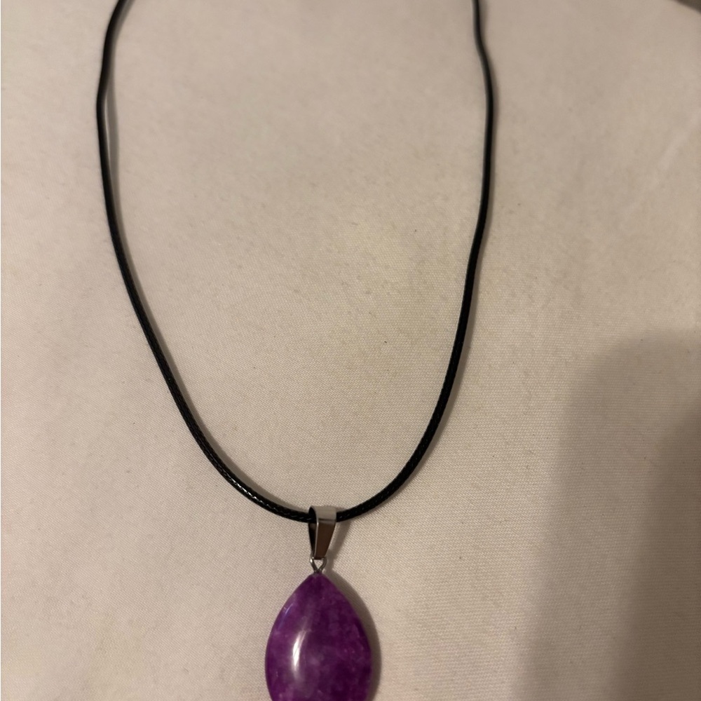 Elegant Purple Teardrop Pendant Necklace